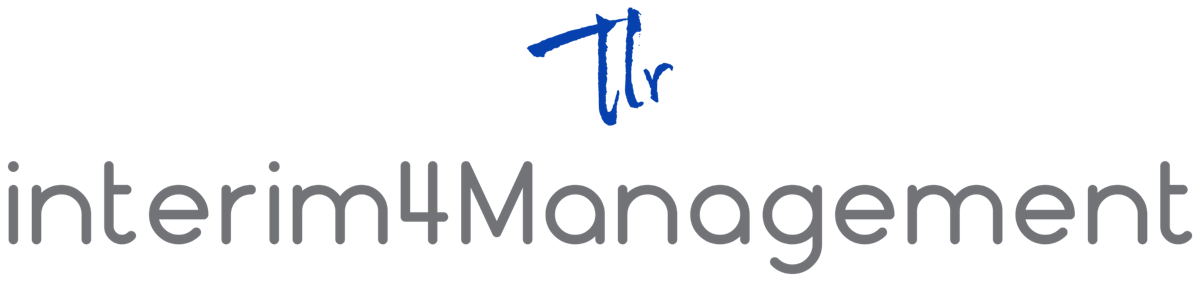 Schriftzug interim4Management mit der Signatur Tlr